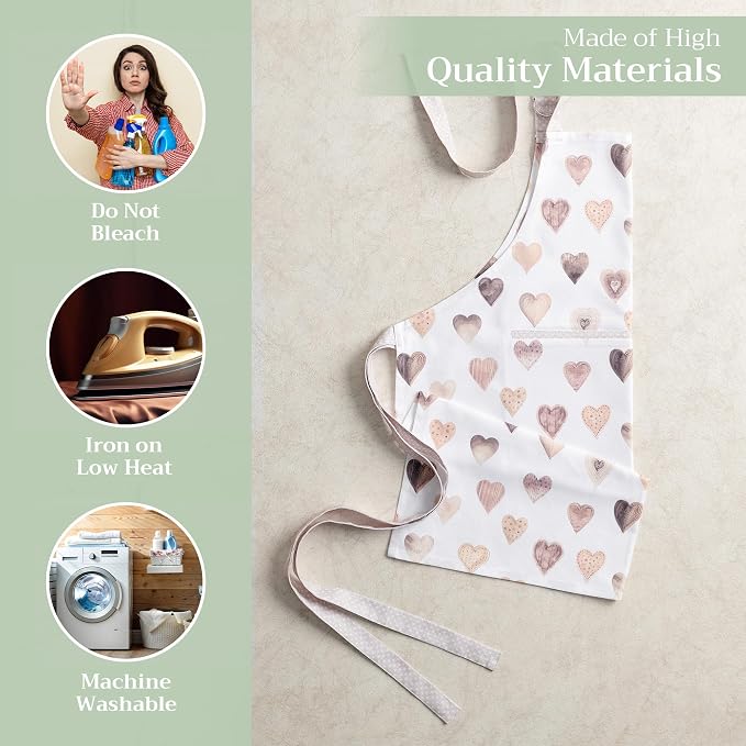Maison d' Hermine Aprons for women with Pocket 100% Cotton (27.50"x31.50") | Adjustable Neck Strap & long ties Apron Men Chef Wedding Cooking Gardening Server Maid