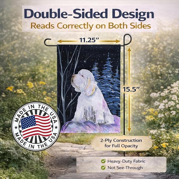 Caroline's Treasures SS8346GF Clumber Spaniel Garden Flag Mailbox Flag Decorative Yard Flag Banner Outside Patio Artwork Yard Flower Beds, Garden Size, Multicolor