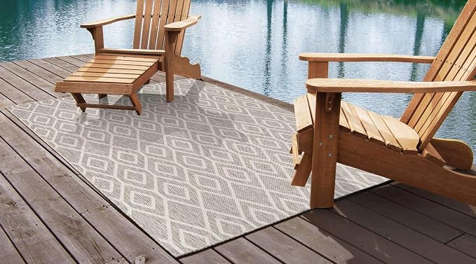 Jill Zarin Outdoor Collection Area Rug - Turks and Caicos (4' x 6' Rectangle Gray Cream/Cream)