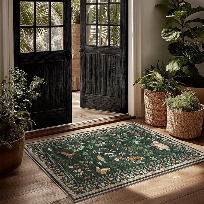 Machine Washable Throw Rugs for Entryway: Door Mat Indoor Entrance 2x3 Rug Small Area Rug Non-Slip Low Pile Soft Kitchen Rug for Front Door Indoor Entrance Entry Bedside Kids Room