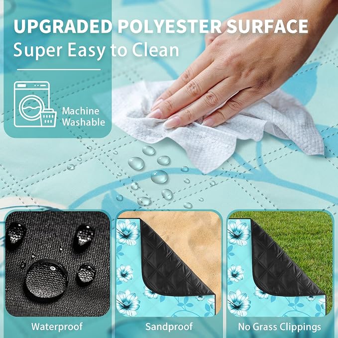 ANJ Outdoors Extra Large Waterproof Picnic Blankets | Foldable Sandproof Beach Blanket N Outdoor Blanket | 5-Layer Machine Washable Soft Picnic Mat for Camping, Grass, Park N Stadium