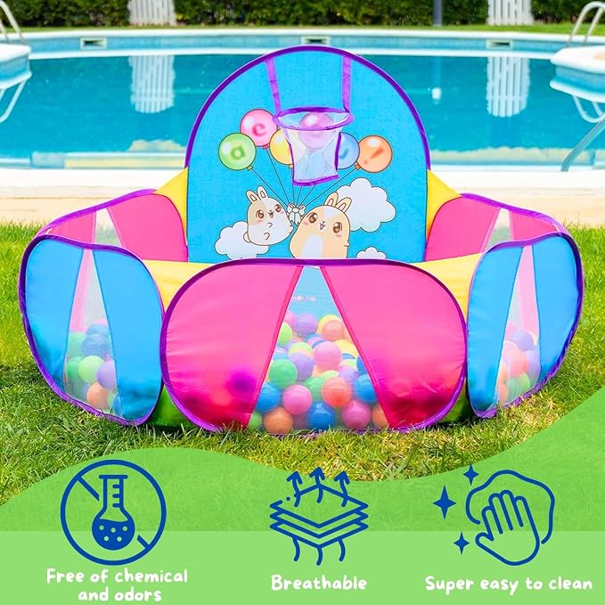 Ball Pool for Toddlers | Kids Ball Pit | Ball Pit for Babies | Piscina de Pelotas para Bebes |Playpen with Basketball Hoop and Zipper Storage Bag, 4 Ft/120CM E : Balls NOT Included