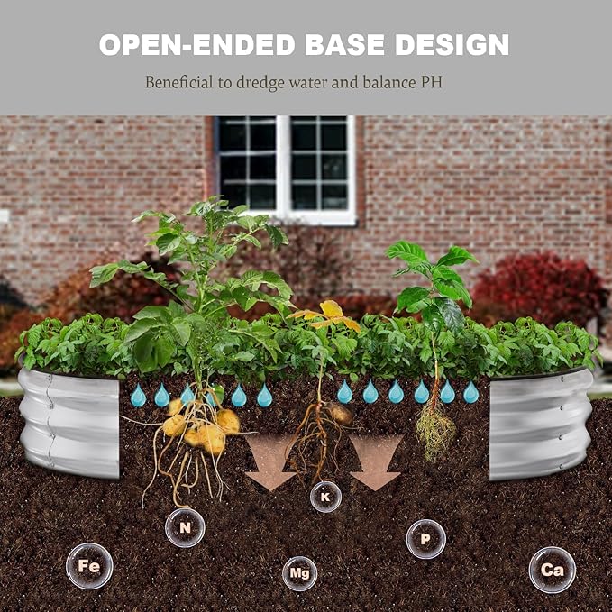 Raised Garden Bed, 6x3x1ft Galvanized Outdoor Planter Beds with Safety Edging and Gloves, Oval Metal Planter Box for Gardening Vegetables Flowers Herb-Silver