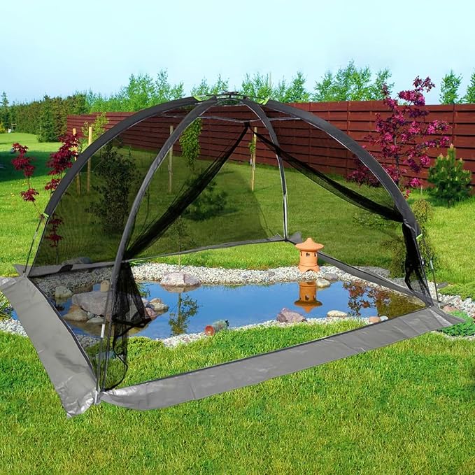 Pond Cover Net - Heavy Duty Nylon Dome Mesh with Zippers - 10X8FT Protector for Garden Pond Koi Fish and Plants - Birds & Leaves Animals Barrier
