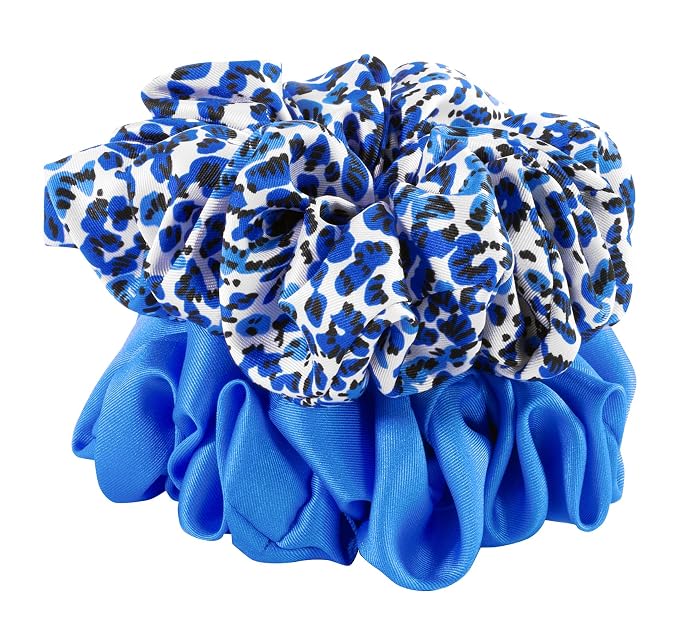 Lilly Pulitzer Large Scrunchie Set, 2-Pack Satin Scrunchies, Cute Hair Ties for Women and Girls, Twisted Up/Abaco Blue