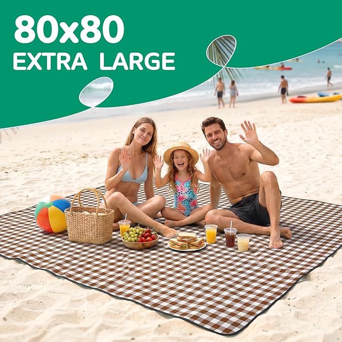 Waterproof Beach Blanket Picnic Outdoor Camp Mat Rug Towel Family Trip Essentials Summer Vacation Must Have Travel Accessories Lake Day Necessities Stuff Thing Need Gear Gift Supplies Item Gadget 2026