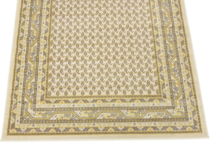 Unique Loom Williamsburg Collection Traditional Border with Dotted Center Area Rug, Rectangular 4' 0" x 6' 0", Beige/Yellow