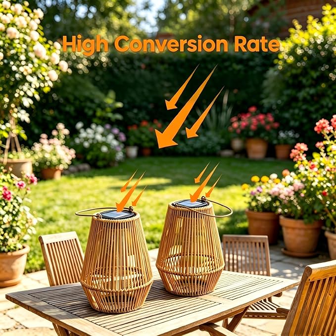 Solar Lanterns Outdoor Waterproof, KagoLing Solar Lanterns Outdoor Gifts for Women Mom Grandma Hanging Solar Lights Outdoor Handwoven Rattan Garden Decor for Outside, Patio, Yard, Porch, Lawn, 2 Pack
