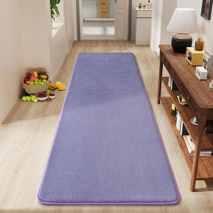 Amearea Modern Soft Hallway Runner Rug, 2x6 Feet Purple Washable Runner Rug | Fluffy Bedroom Bedside Rugs, Indoor Non Slip Memory Foam Rug Carpet for Hallway Entrance Kitchen Living Room Decor