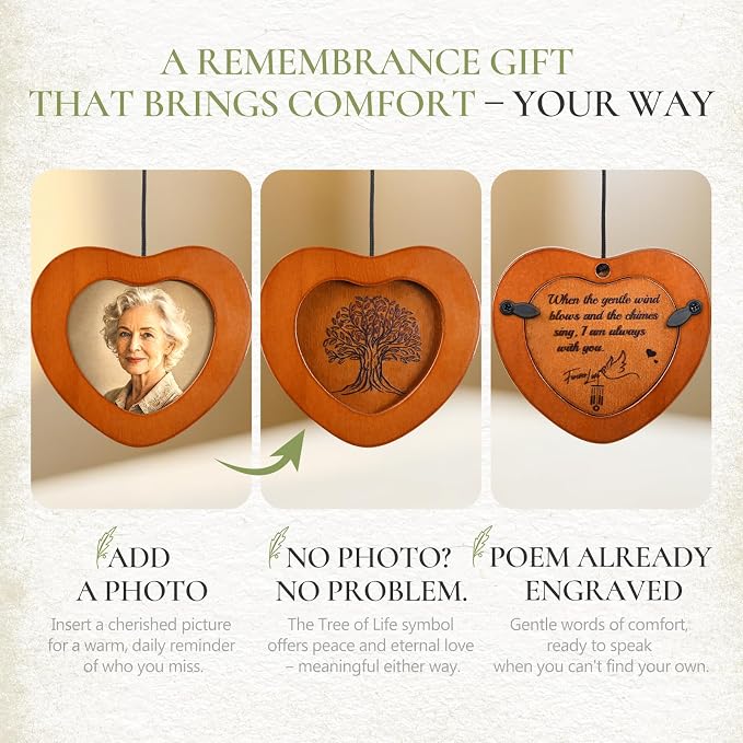Wind Chimes for Loss of Loved One, Memorial Wind Chimes 32", Sympathy Wind Chimes in Memory, Deep Tone Outdoor Bereavement Condolence Gift for Mom Dad, Garden Decor