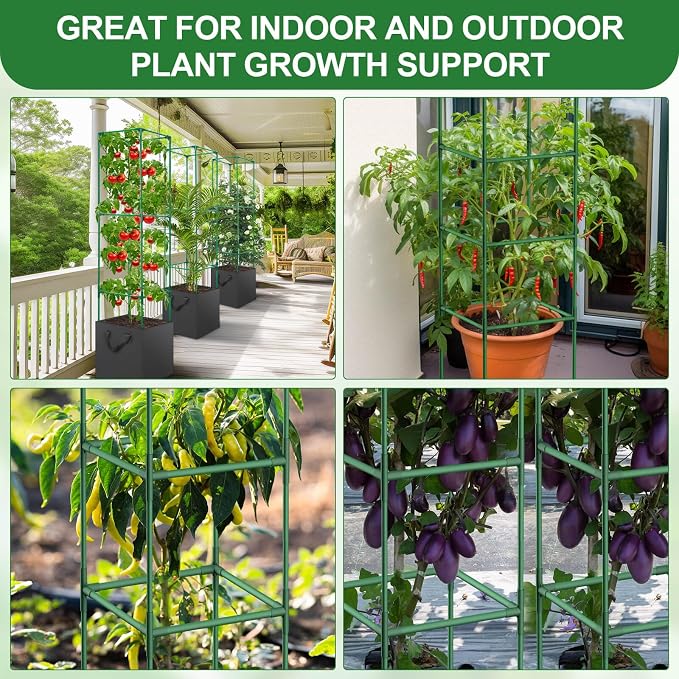Lezmarket 2 Pack Tomato Cages for Garden, Tomato Trellis for Raised Garden Bed with Plant Clips and Twist Ties for Climbing Plants, 43 inches ﻿ ﻿