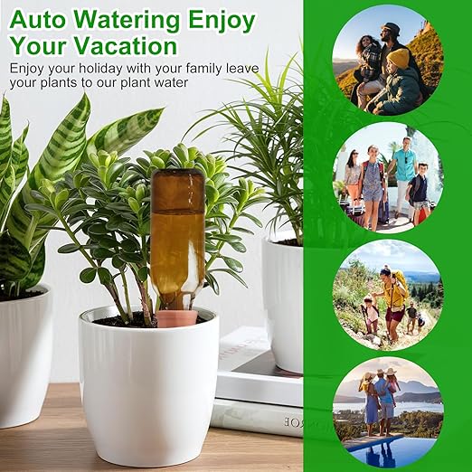 Terracotta Watering Spikes 6 Pack Plant Watering Devices Wine Bottle Automatic Plant Waterer for Vacations, Self Watering Stakes for Indoor Outdoor Plants