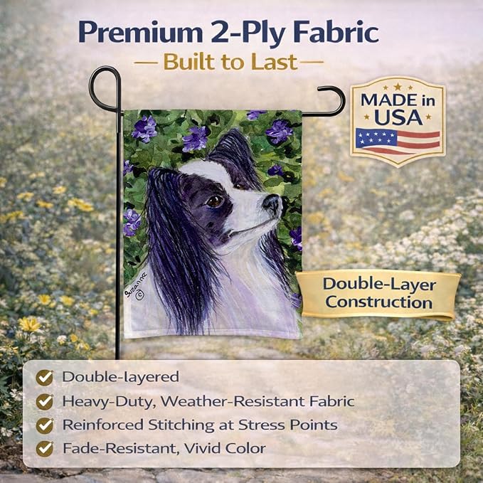 Caroline's Treasures SS8896GF Papillon Garden Flag Mailbox Flag Decorative Yard Flag Banner Outside Patio Artwork Yard Flower Beds, Garden Size, Multicolor