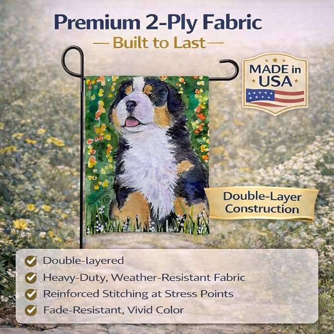 Caroline's Treasures SS8955GF Bernese Mountain Dog Garden Flag Mailbox Flag Decorative Yard Flag Banner Outside Patio Artwork Yard Flower Beds, Garden Size, Multicolor