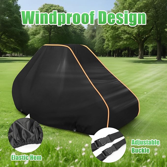 Zero Turn Lawn Mower Cover Heavy Duty Waterproof for Outdoor, 79"x55"x46" | Fits John Deere, Toro TimeCutter, Cub Cadet, Husqvarna, 420D with Cotton Lining, Windproof Elastic Hem and Buckles