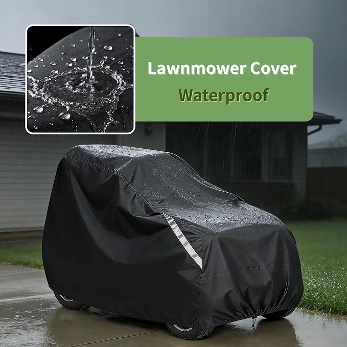 Riding Lawn Mower Cover for Outdoor, 210D Waterproof Lawn Tractor Covers Heavy Duty, Fits Decks up to 54”, with Storage Bag