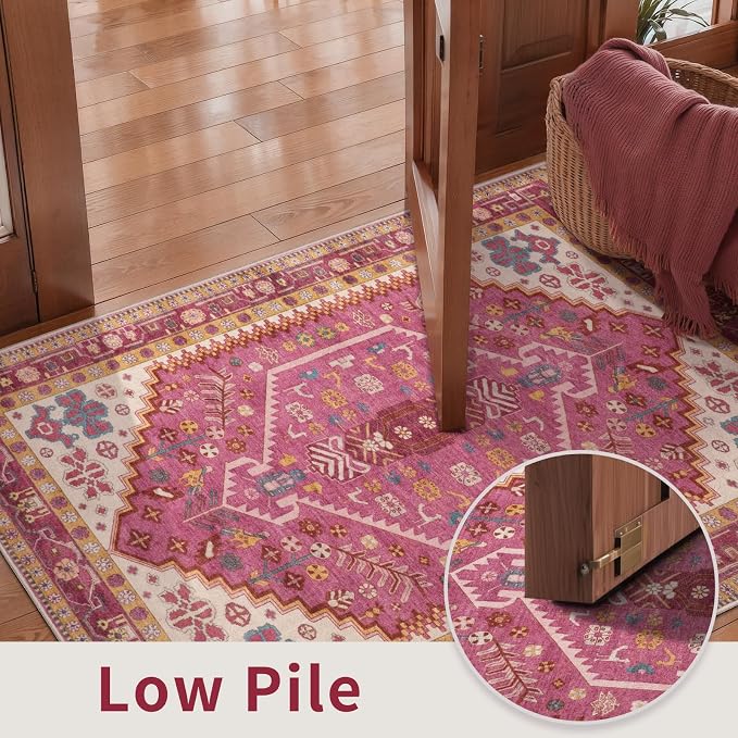 Ciicool Long Washable Runners Area Rug for Hallways,Ultra Soft 2x8ft Carpet | Oriental Non-Slip Thin Indoor Mat Vintage Entry Rugs for Kitchen Entryway Bedroom Bedside Living Room Laundry Bathroom Decor