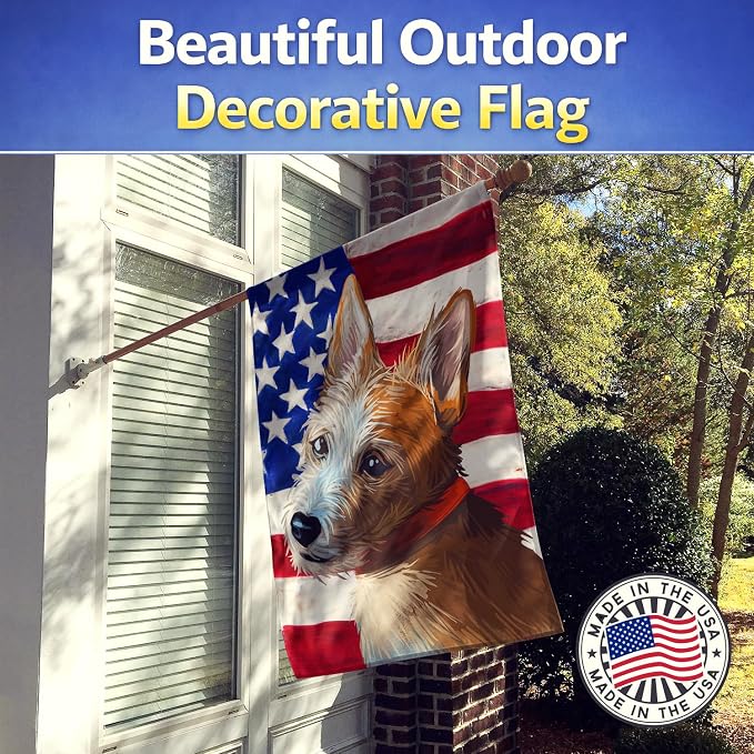 Caroline's Treasures CK6659CHF Portuguese Podengo Dog American Flag House Flag Large Porch Sleeve Pole Decorative Outside Yard Banner Artwork Wall Hanging, Polyester, House Size, Multicolor