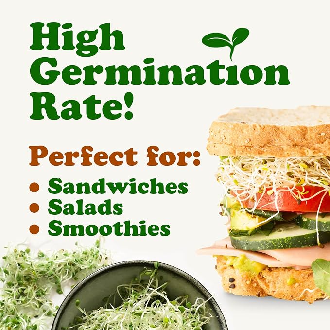 Food to Live - Organic Antioxidant Mix of Sprouting Seeds, 10 Pounds - Non-GMO Broccoli, Alfalfa, Clover, Rich Germination Rate, Non-Irradiated, Kosher