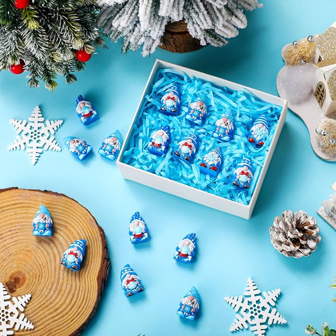 Yaomiao 40 Pcs Mini Resin Winter Gnomes Figurines Winter Snowflake Gnomes Statues Snowflake White and Blue Gnome Figures Table Decor for Holiday Festive Home Kitchen Tiered Tray
