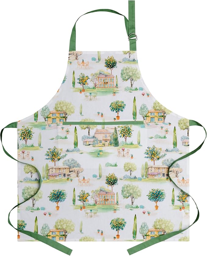 Maison d' Hermine Aprons for women with Pocket 100% Cotton (27.50"x31.50") | Adjustable Neck Strap & long ties Apron Men Chef Wedding Cooking Gardening Server Maid
