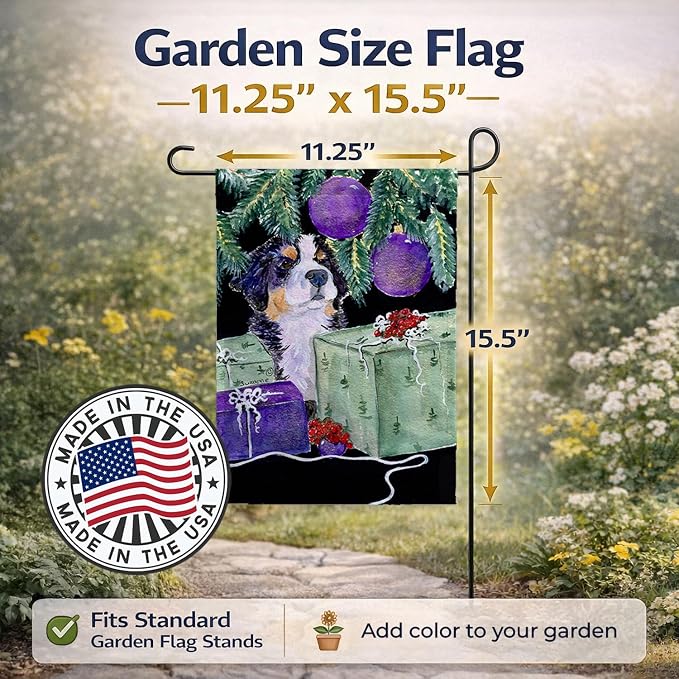 Caroline's Treasures SS8582GF Bernese Mountain Dog Garden Flag Mailbox Flag Decorative Yard Flag Banner Outside Patio Artwork Yard Flower Beds, Garden Size, Multicolor
