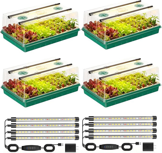Seed Starter Trays with Grow Lights, Grow Lights for Seed Starting Kit, Timming Set, Indoor Plant Growing Kit for Gardeners, Germination Trays Kits, Gardening Gifts for Women, Mom Gifts (240 Cells)