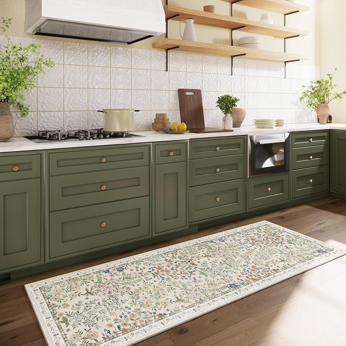 Washable Kitchen Rug Runners for Hallways: 2'x6' Bedroom Rug Non Slip Low-Pile Stain Resistant Indoor Floor Carpet Runner for Indoor Entryway Hallway Laundry Room Beside Farmhouse