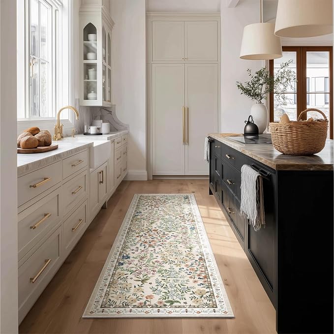 Washable Kitchen Rug Runners for Hallways: 2'x6' Bedroom Rug Non Slip Low-Pile Stain Resistant Indoor Floor Carpet Runner for Indoor Entryway Hallway Laundry Room Beside Farmhouse