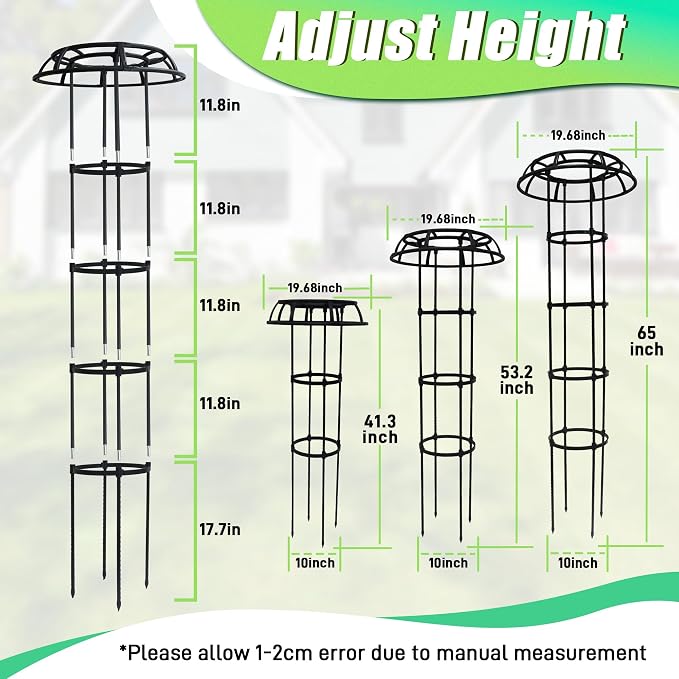 Quibbay Garden Trellis for Climbing Plants Outdoor, 65 Inch Mushroom Top Trellis for Climbing Plants, Plant Trellis Support for Potted Plants Climbing Vine Rose Clematis Vegetable Trellis, 1 Pack
