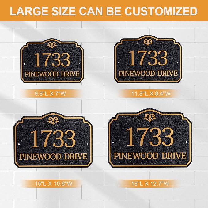 Personalized Address Plaque,Custom Address Sign for House,Home,Street, Yard, Garden,Apartment,Hotel,Office,Driveway Outside House Number Sign,STYLE 4