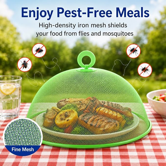 3 Pcs Metal Mesh Food Covers for Outdoors, 11 Inch Round Plate Screen Tents, Food Tents Dome for Picnic, Camping, Indoor and Outside, Keep out Flies Net Bugs