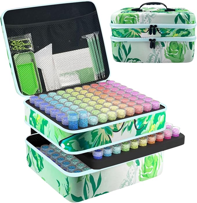 240 Slot Diamond Painting Storage Containers | Green 240-slot storage box with tools & accessories for diamond art