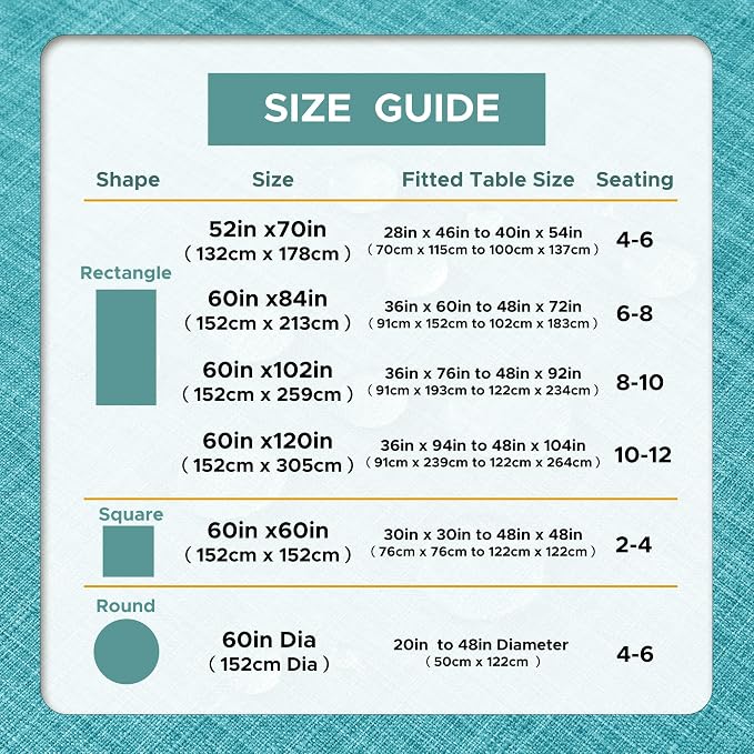 LUSHVIDA Outdoor Tablecloth with Umbrella Hole - Patio Table Cloth Zippered Rectangle 52x70 Inch, Teal Linen-Look Polyester Table Cover Water Resistant for Picnic Outside