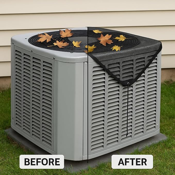 Universal Air Conditioner Cover 36x36, Central AC Unit Screen, Outdoor Heat Pump Protector & Leaf Guard Mesh for Round Compressor