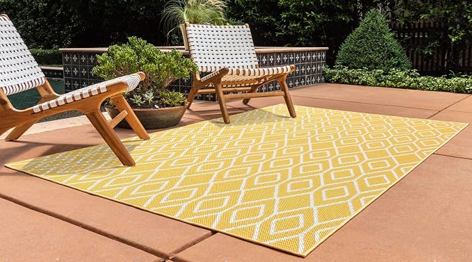 Jill Zarin Outdoor Collection Area Rug - Turks and Caicos (3' 3" x 5' 3" Rectangle Yellow Ivory/Ivory)