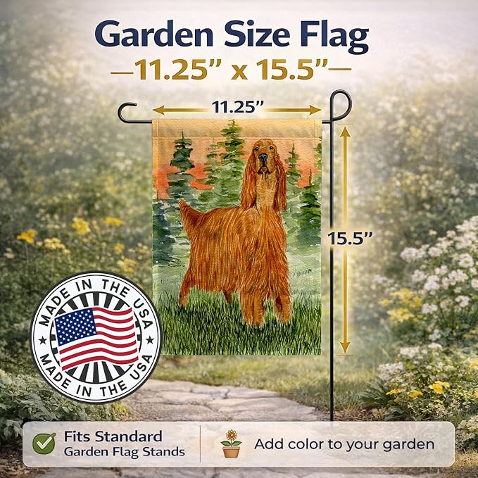 Caroline's Treasures SS8625GF Irish Setter Garden Flag Mailbox Flag Decorative Yard Flag Banner Outside Patio Artwork Yard Flower Beds, Garden Size, Multicolor