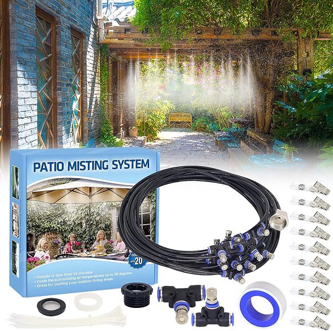 Tesmotor Misters for Outside Patio, Outdoor Misters for Patio Garden Lawn Pool Umbrella Trampoline