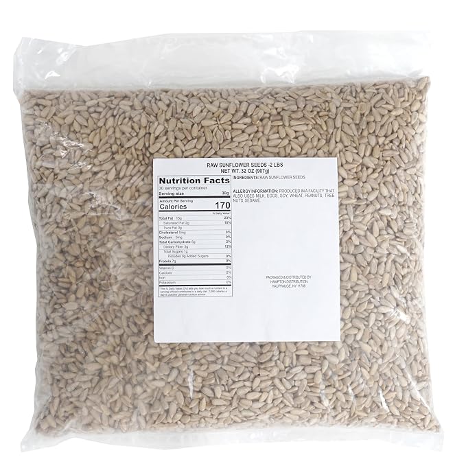 Raw Sunflower Seeds, 2 Pound Bag, Hampton Distribution
