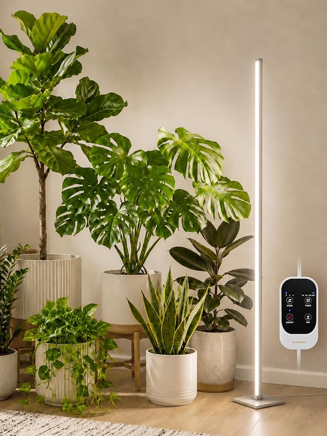 GLOWRIUM Grow Lights for Indoor Plants, 36W Vertical Plant Grow Lights with Auto-Timer, Full Spectrum LED Standing Plant Grow Light, 3 Light Modes, 6-Level Dimmable (60 in(Silver))
