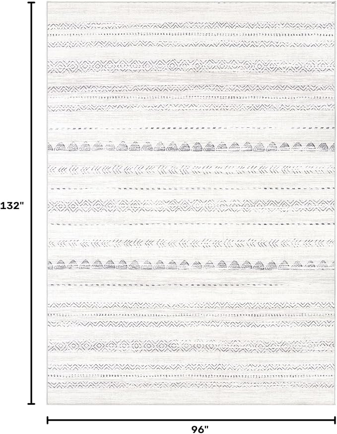 Nakagishi 8x11 Area Rugs Living Room: Washable Boho Large Neutral Soft Farmhouse Rug Stain Resistant Modern Moroccan Non-Slip Indoor Carpet for Bedroom Nursery Kids Playroom Office Dining Room- Gray