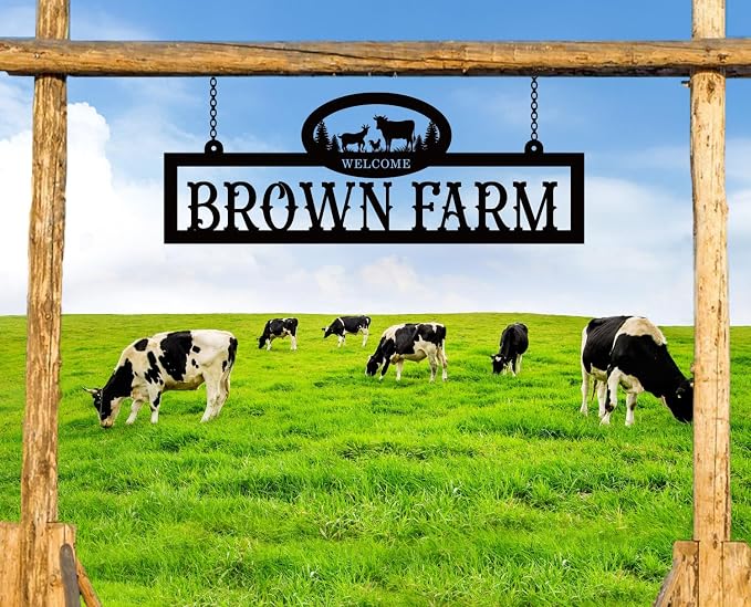 Personalized Metal Farm Sign, Large Outdoor Metal Sign, Custom Metal Family Name Farmhouse Sign, Farmhouse Decor, Ranch Decor, Farm Family Name Sign, Personalized Farm Metal Wall Art,