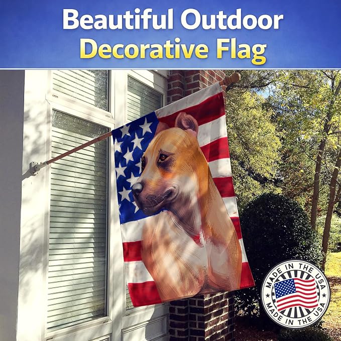 Caroline's Treasures CK6388CHF Alano Espanol American Flag House Flag Large Porch Sleeve Pole Decorative Outside Yard Banner Artwork Wall Hanging, Polyester, House Size, Multicolor