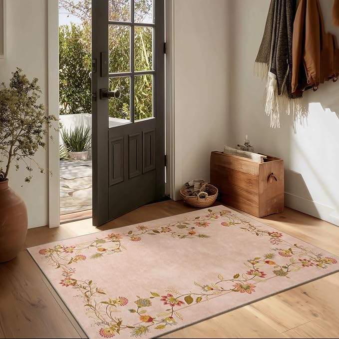 2x3 Washable Small Rugs for Entryway: Door Mat Indoor Entrance Stain Resistant Non Slip Rubber Backed Low Pile Soft Throw Area Rugs for Bedroom Kitchen Front Door Indoor Entrance Foyer Entry