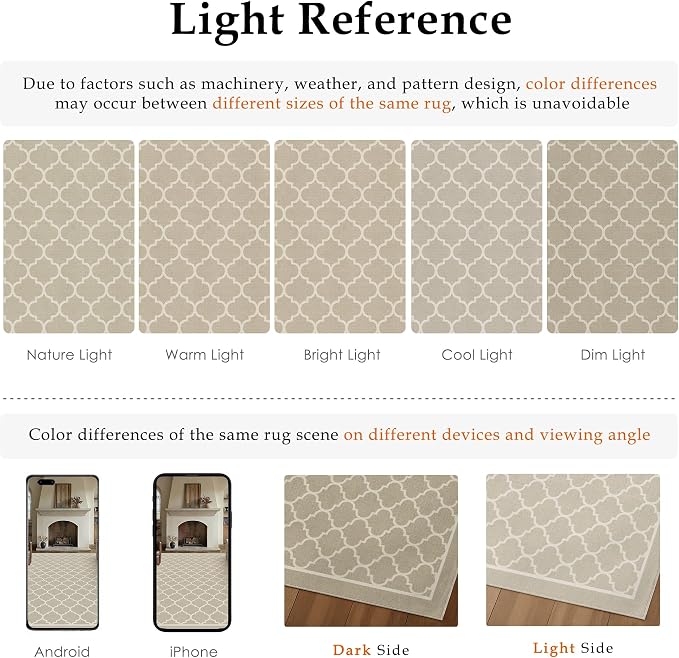 Beige 6x9 Washable Area Rug Living Room Non Slip Large Carpet | Soft, Low Pile, Easy Clean, Indoor Rugs for Bedroom, Office, Nursery, Dining Room, Kids Room, Modern Neutral Decor