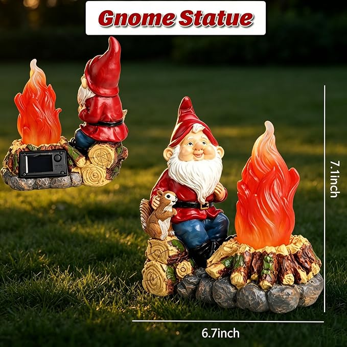 Solar Light-Up Garden Gnome Statue - Waterproof Outdoor Decor for Garden, Yard, Porch Patio Lawn Balcony,Decorations for Families and Holiday Enthusiasts for Women,Grandma, Housewarming