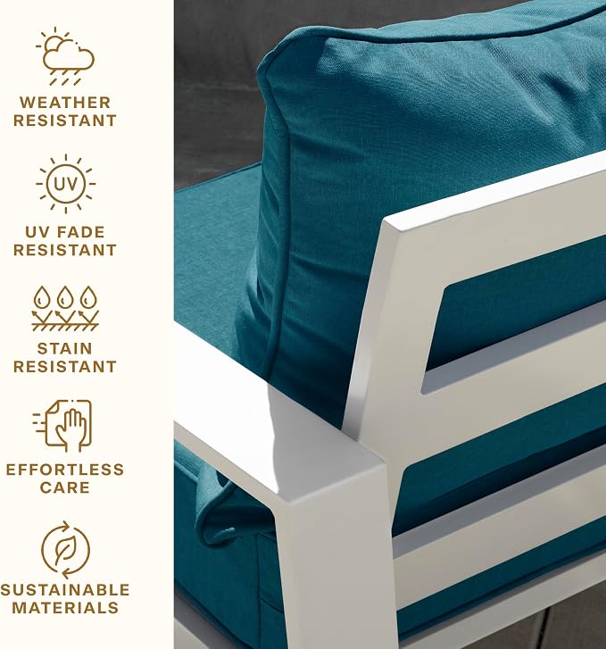 Honeycomb Outdoor Heritage Deep Seat, 24 x 23, Stripe Poolside Chair Cushion with Removable Cover, for Patio Furniture