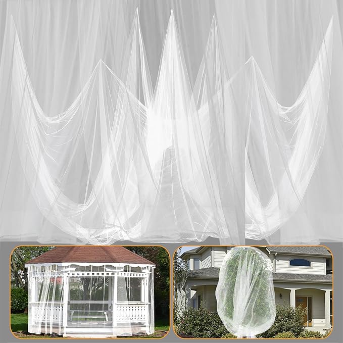 ANPHSIN 65x10ft Ultra fine Mosquito Net for Patio - Mesh Netting Screen for Outdoor Garden Porch Balcony, Protects Skin & Plants from Bugs, Birds, White