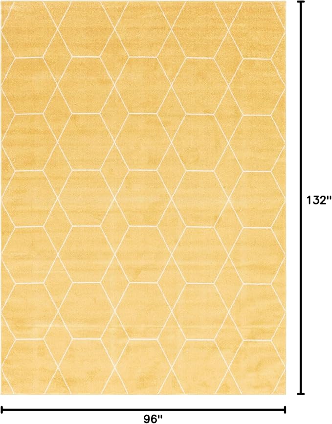 Unique Loom Trellis Frieze Collection Area Rug - Geometric (8' x 11', Yellow/ Ivory)