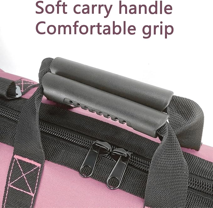 Women Heavy Duty Tool Bag Storage Organizer for Tools,16 x 7.5 x 10.5 inches,50 Pound Capacity, 600D Polyester Fabric (Pink)